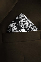 Black Wolf - ABSTRACT BANDANA SILK POCKET SQUARE - BLACK - SILK - 1 Piece